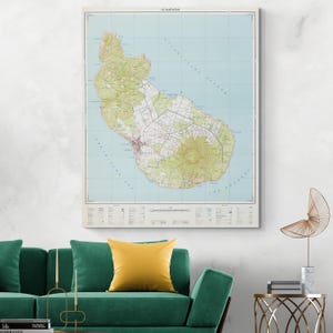 1963 Carte de Saint-Eustache, géographie des Caraïbes Antilles néerlandaises, eustasie, cartographie, histoire, décoration, impression d'art