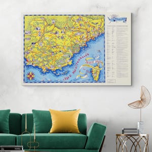 Bildliche Karte Côte d'Azur Côte d'Azur Frankreich Europäische Geschichte Dekor Fine Art Print