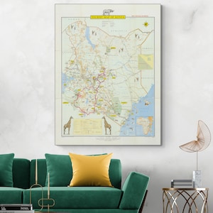 1968年 ケニアの絵入り観光地図 アフリカの地理 ケニアの地図作成 歴史 装飾 美術印刷