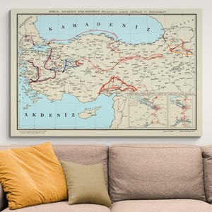 トルコ独立戦争中のトルコの軍事地図 アナトリアの歴史 地図装飾 美術印刷