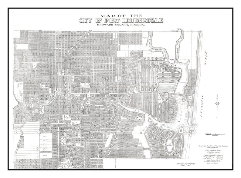 1925 City Map of Fort Lauderdale Broward County Florida Historical