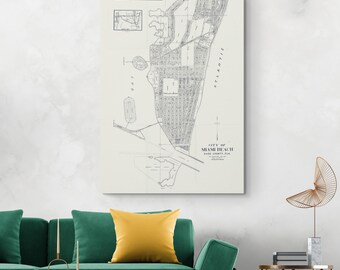 1924 Map of Miami Beach Florida – Earliest Known City Plan Showing Streets, Canals, Plots & Early Development of Coastal Resort Town