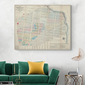 Carte de 1867 du quartier d'East Village, Manhattan, New York, décor historique de la ville de New York, cartographie historique de New York, impression d'art
