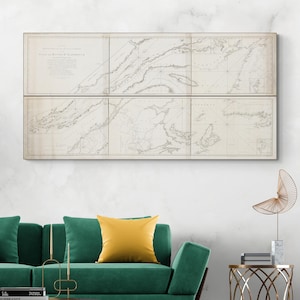 1807 Nautical Chart of the St. Lawrence River – Detailed Maritime Survey of Navigation Routes Islands & Depth Soundings in Canada