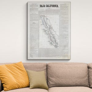 1858 Kaart van Baja California Mexico Centraal-Amerikaanse geografie Mexicaanse geschiedenis cartografie decor Fine Art Print
