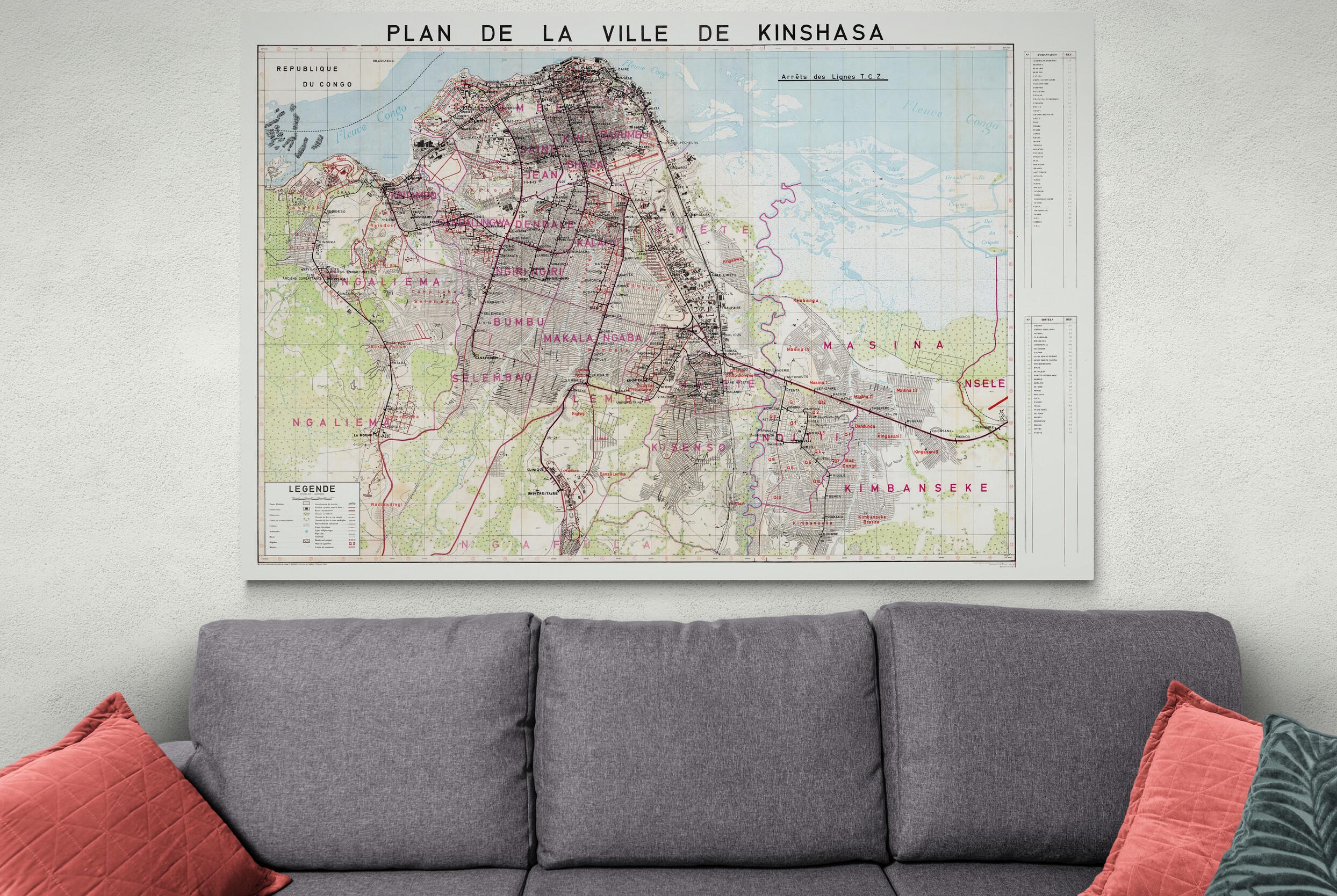 1969 Map of Kinshasa – African City Map Showing Streets, Neighborhoods ...