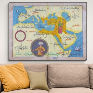 Carte de l'empire ottoman du XIXe siècle, histoire de la Turquie, décoration cartographique, impression d'art