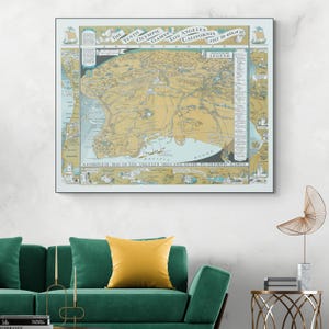 1932 Olympische Sommerspiele Bildliche Karte von Los Angeles Kalifornien Sport Geschichte Dekor Fine Art Print