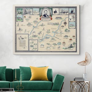 Landkarte aus dem Leben von Abraham Lincoln – Fine Art Print für die Geschichte des amerikanischen Präsidenten
