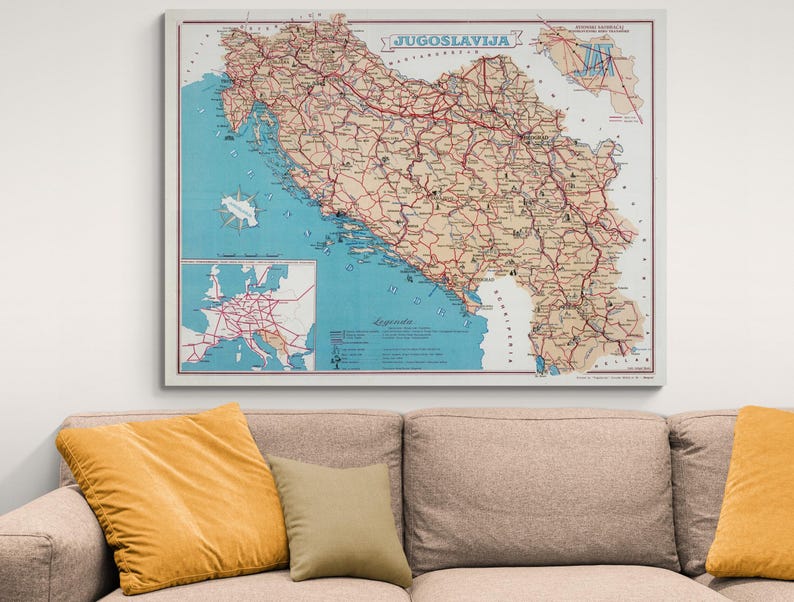 1953 Map of Yugoslavia – Mid-20th Century Political Map Showing Cities ...