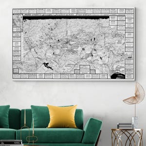 Pictorial Map of Mono County California – Illustrated Map Showing Mining Sites, Mountain Ranges, Lakes & Historic Trails in Eastern Sierra