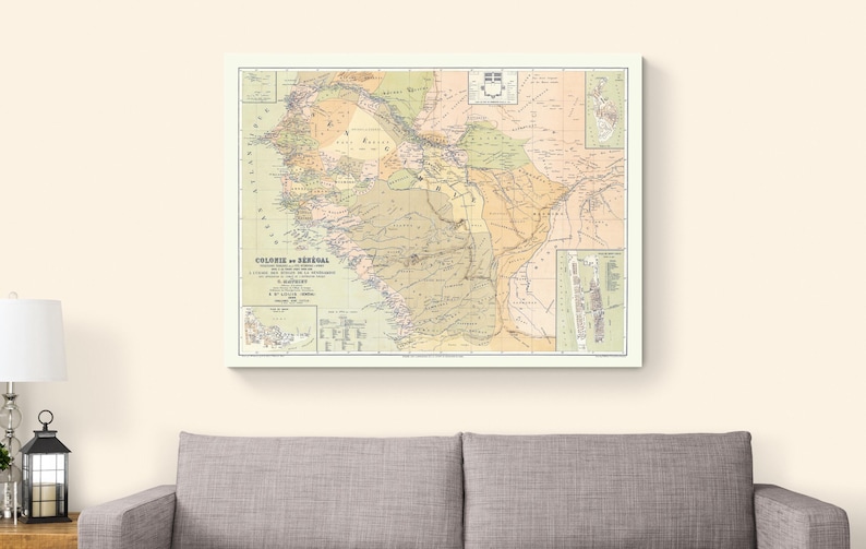1884 Map of Senegal – French West Africa Colonial-era Map Showing ...