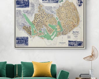 1923 Map of Bel Air California – Historic Real Estate Development Map Showing Roads, Plots & Hillside Terrain in Early Los Angeles