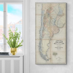 1886年アルゼンチン共和国地図 南米地理 アルゼンチン地図作成 歴史装飾 美術印刷