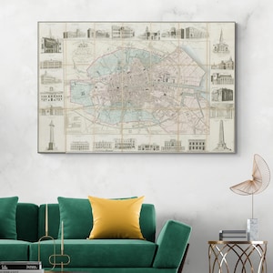 1836 kaart van Dublin Ierland Ierse cartografie geschiedenis decor Fine Art Print