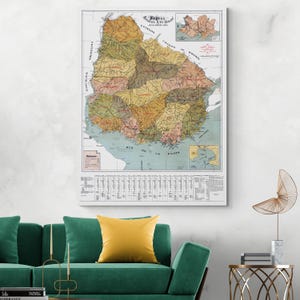 Mapa de Uruguay de 1917 Geografía sudamericana Cartografía uruguaya Historia Decoración Impresión de bellas artes