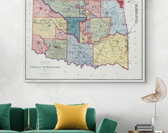 1877 Map of Indian Territory – Land Allocations to 32 Native American Tribes, Tribal Boundaries, and Indigenous History of the Region