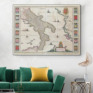 1640 Map of the Kingdom of Naples – 17th Century Italian Map Showing Cities, Mountains, Coastlines & Provinces of Southern Italy