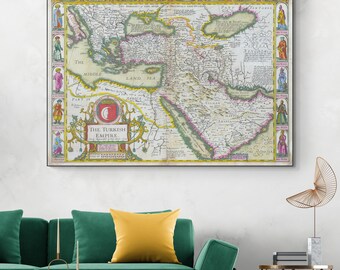 1626 Karte des Osmanischen Türkischen Reiches von John Speed - Historische Kartographie der Provinzen, Städte und Geographie der islamischen Welt