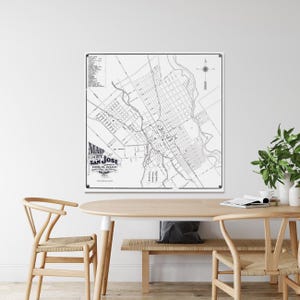 1872 Kaart van San Jose, Californië, Amerikaanse geschiedenis, cartografie Fine Art Print