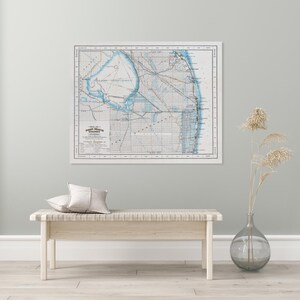 1925 kaart van Palm Beach County, Florida, Amerikaanse geschiedenis cartografie decor Fine Art Print