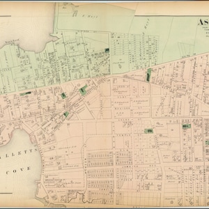 1872 Map of Astoria Queens New York City Historical American Geography ...