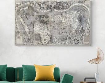 アンティーク　版画　アメリカ ヴァルトゼーミュラーの世界地図版画：「アメリカ」の初使用 - Etsy 日本