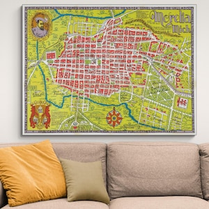 Picturale kaart van Morelia Mexico Centraal-Amerikaanse geografie Mexicaanse geschiedenis cartografie decor Fine Art Print