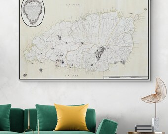 1784 Map of Saint Lucia – Detailed Early Caribbean Island Map Showing Coastal Features, Settlements, Terrain, and Colonial Era Geography