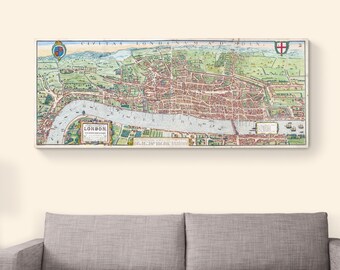 エリザベス女王治世下のロンドン地図 - 街路、テムズ川、教会