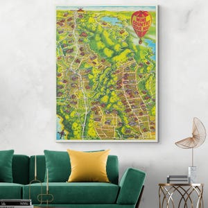Bildliche Weinkellerei Karte des Napa Valley Sonoma Kalifornien Weinland Dekor Fine Art Print