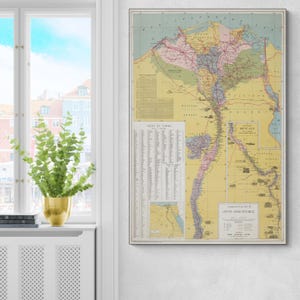 1964年 エジプト連合アラブ共和国の地図 エジプト地図作成 歴史装飾 美術印刷