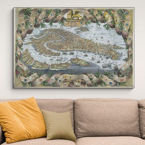 17th Century Vogelaugen Karte von Venedig Italien Geographie Venezianische Geschichte Kartographie Dekor Fine Art Print