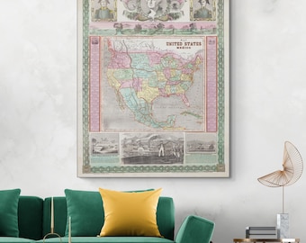 1848 Military Map of the United States and Mexico – Mexican-American War Cartography – Battle Sites, Borders & Historic Campaign Routes
