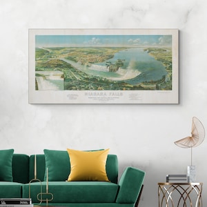 1893 Panoramic Bird's Eye Map of Niagara Falls Cartography Decor Fine Art Print