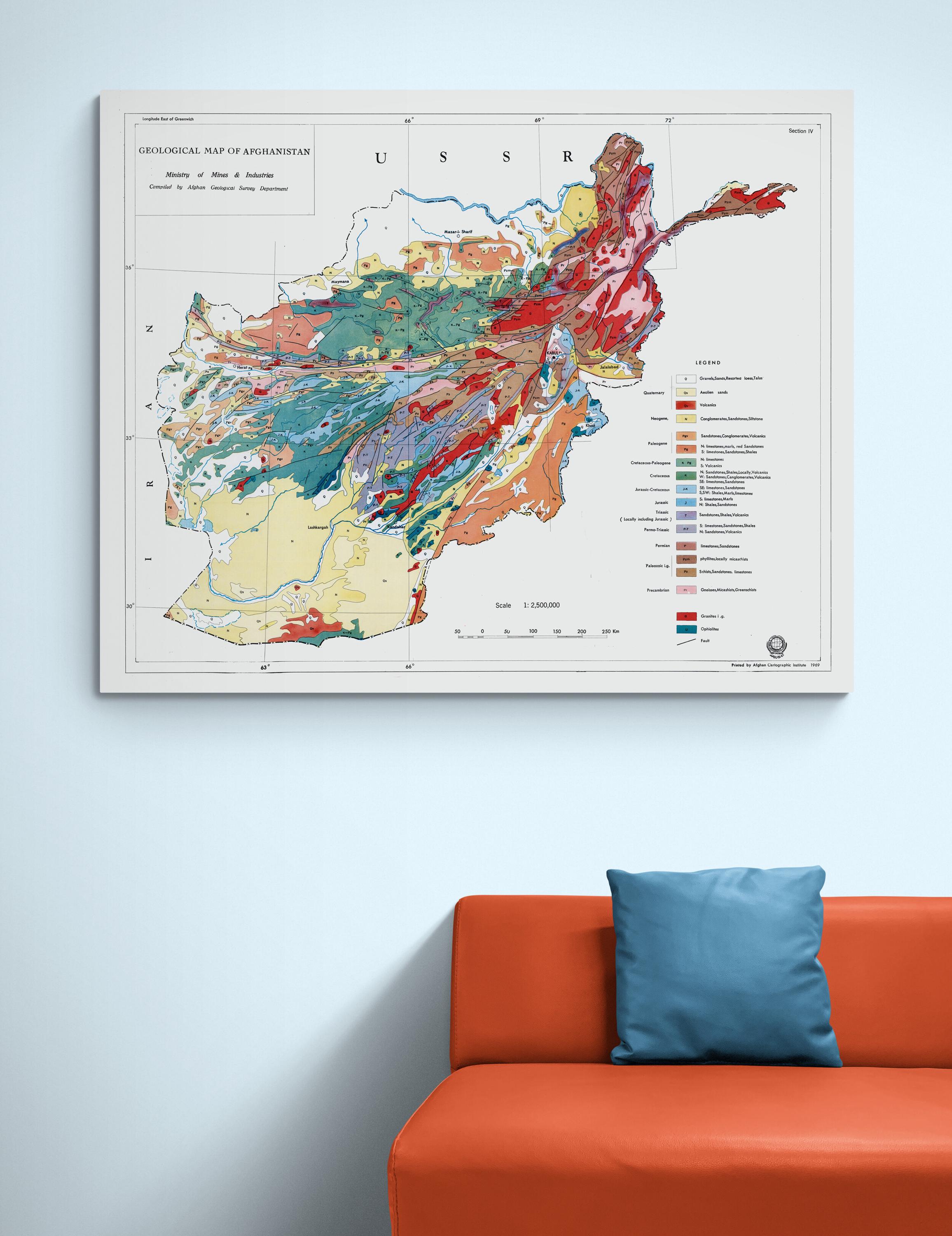 1969 Geological Map of Afghanistan – Middle Eastern Cartography Showing ...