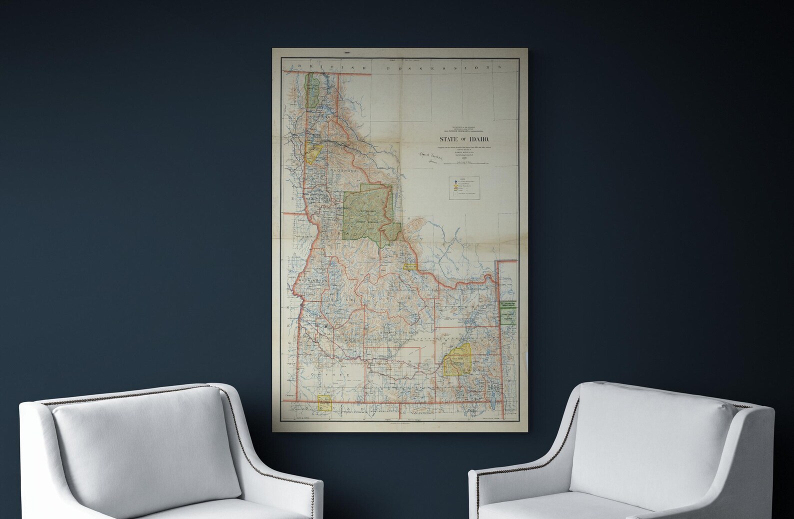 1891 General Land Office Map of Idaho – Historic 19th Century American ...