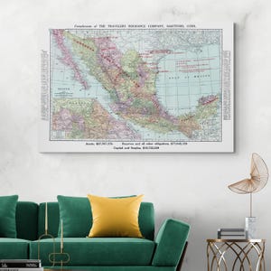 1913 Map of Mexico – Revolutionary-Era Map Showing National Borders, Rebel Territories & Government Strongholds During Mexican Civil War