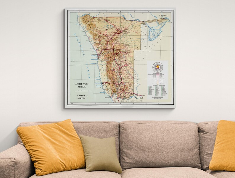 1965 Map of Namibia – Pre-independence South West Africa Map Showing ...