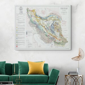 1973年イランの地質図 中東の石油生産の歴史 イランの歴史 地図装飾 美術印刷