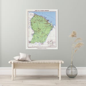 Mapa de la Guayana Francesa de 1950, Guyanas sudamericanas, Cartografía, Historia, Decoración, Impresión artística
