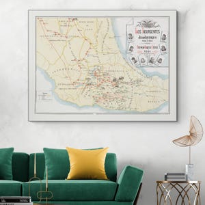 Pictorial Map of Mexico – Illustrated Historical Map Depicting Key Battles, Figures & Regions of Mexican Independence Movements