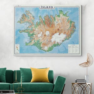 1945年アイスランド地図 ヨーロッパ地理 アイスランド 北欧史 地図装飾 美術印刷