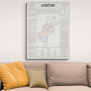 1858 Kaart van Querétaro Mexico Centraal-Amerikaanse geografie Mexicaanse geschiedenis cartografie decor Fine Art Print