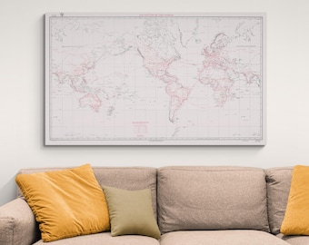 1939 World Air Routes Map – Vintage Global Aviation Map Showing Pre-WWII Commercial and International Flight Paths Connecting Continents