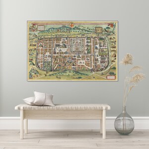 1584 Christan Van Adrichom Karte des antiken Jerusalem während der Zeit Jesu Christi Biblische Geographie Geschichte Dekor Fine Art Print