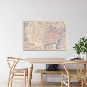 1930 Straßenkarte der Vereinigten Staaten von Amerika Automobile Geschichte Kartographie Dekor Fine Art Print
