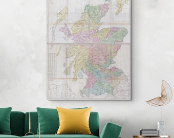 1750 James Dorret Karte von Schottland - Wahrzeichen der schottischen Kartographie des 18.Jahrhunderts mit Grafschaften, Highlands und Grenzen vor Unionsreformen