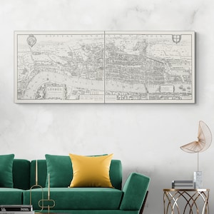 Kaart van Londen Engeland tijdens het bewind van koningin Elizabeth I Tudorperiode Groot-Brittannië cartografie geschiedenis decor Fine Art Print