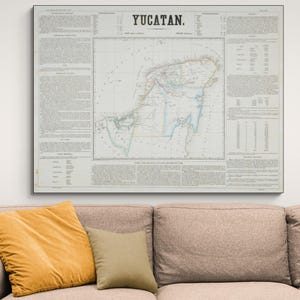 1858 Kaart van Yucatán Mexico Centraal-Amerikaanse geografie Mexicaanse geschiedenis cartografie decor Fine Art Print